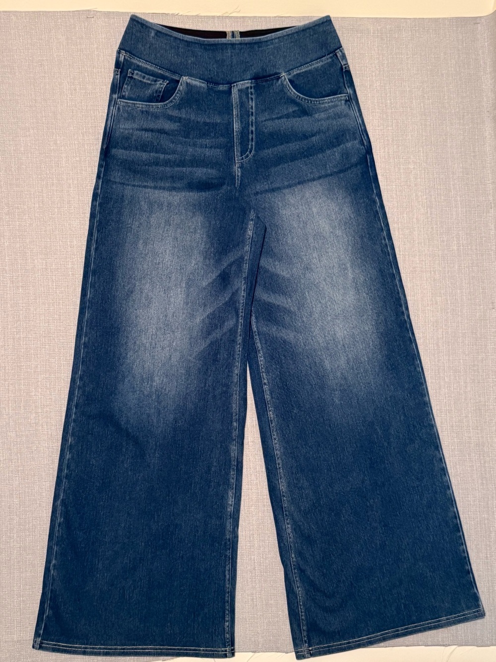 Halara Flex High Waisted Multiple Pockets Wide Leg Washed Stretchy Knit Jeans M